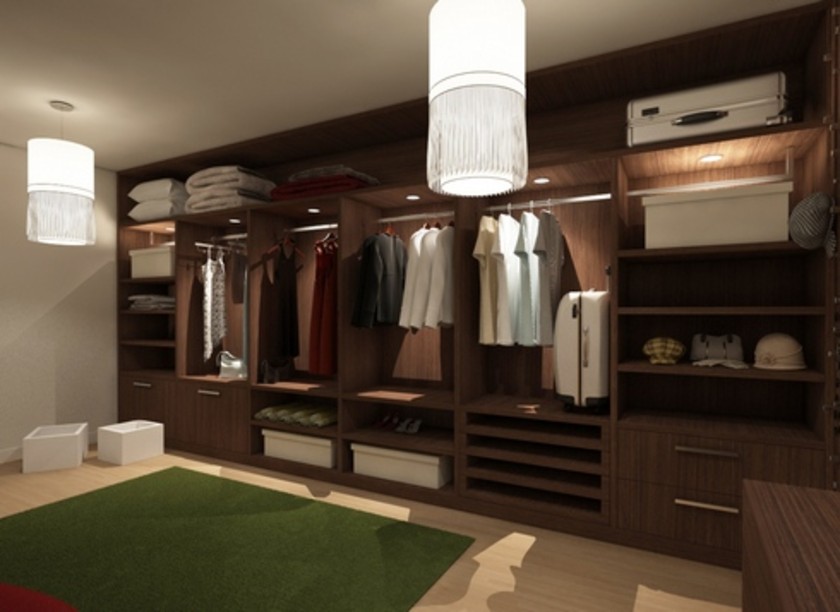 Классическая гардеробная комната из массива с подсветкой Киселёвск
